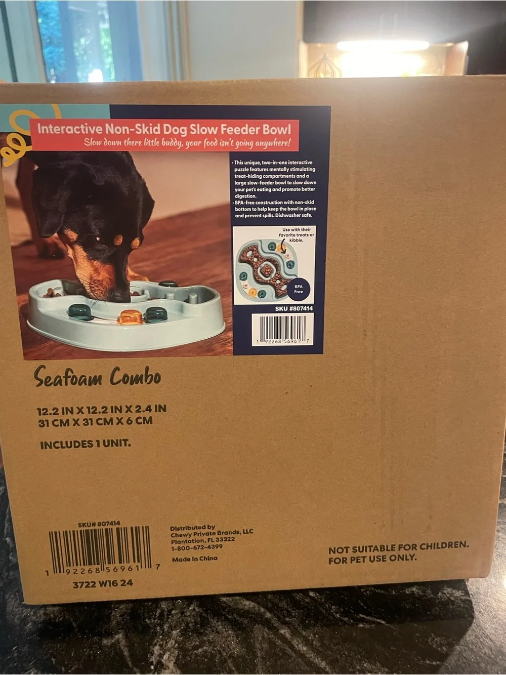Slow Feed Interactive Dog Bowl Puzzle - Seafoam Blue - never used- new in box